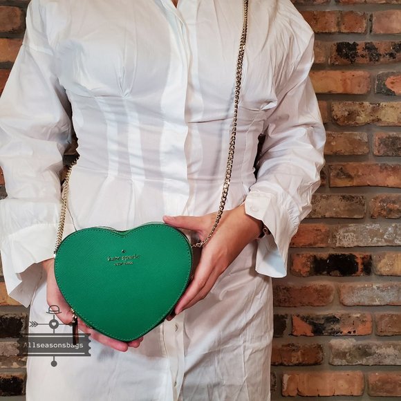 NWT Kate Spade AUTHENTIC New York Love Shack Mini Heart Crossbody Bag Green Bean - Picture 3 of 6